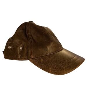 Womens Genuine Leather Brown Baseball Cap Distressed Adjustable Hat One Size